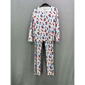 Hart + Land Womens Multicolor Popsicle Bombpop Footie Print Pima Cotton Pajama S